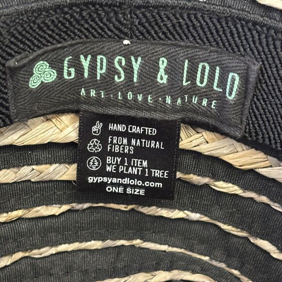 GYPSY & LOLA Katya Sun Straw Hat Black And Tan Floppy Shade Hat - Picture 7 of 8